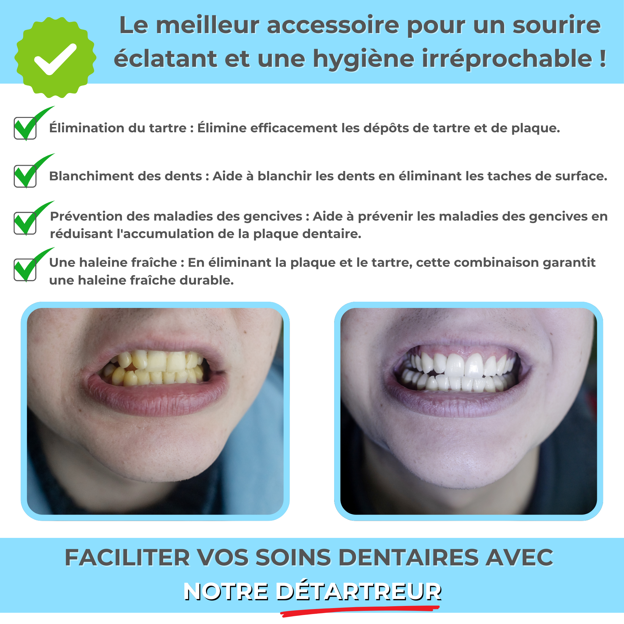 VITAL CARE | Kit dentaire ultime 2 en 1 : Blanchiment et nettoyage efficaces