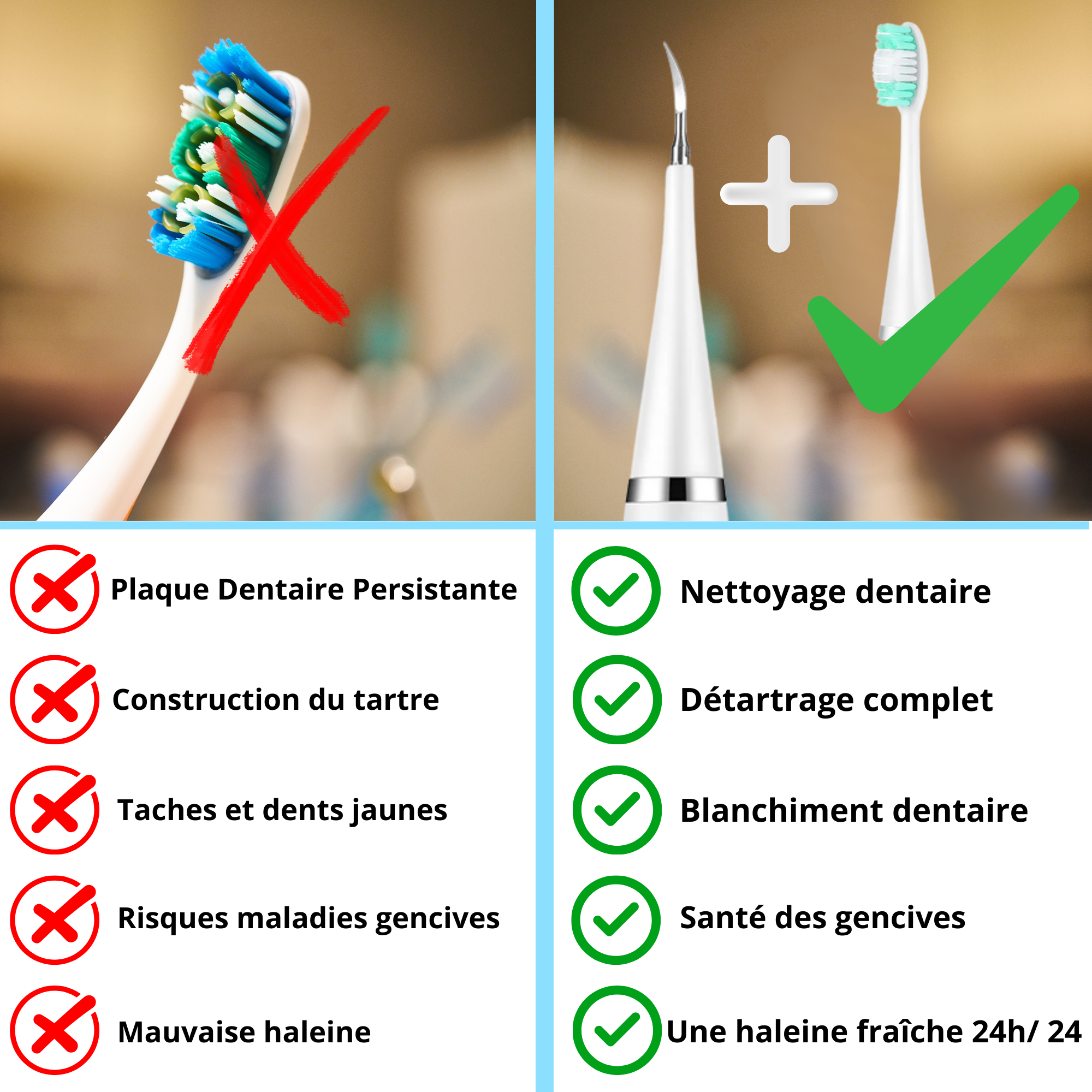 VITAL CARE | Kit dentaire ultime 2 en 1 : Blanchiment et nettoyage efficaces