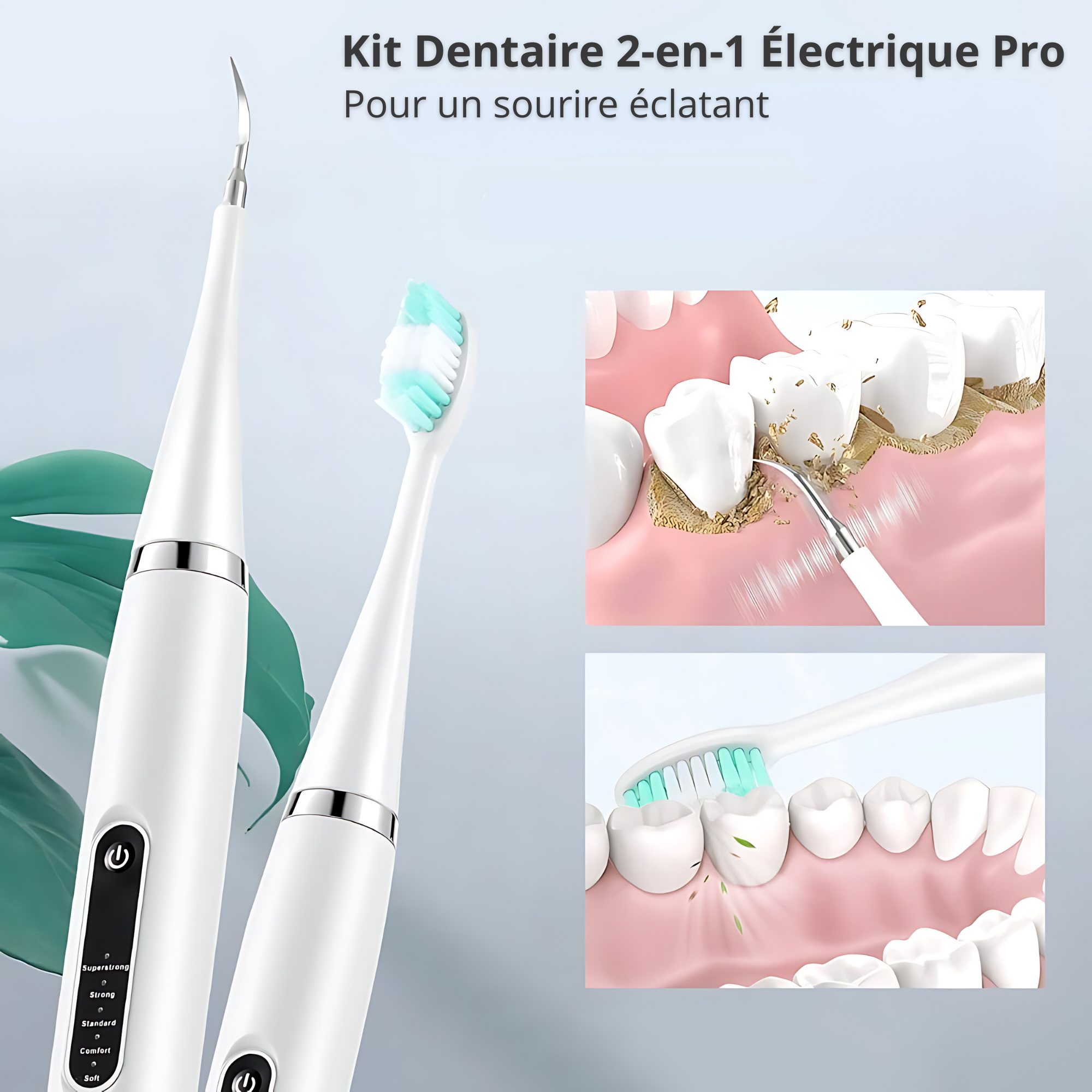 VITAL CARE | Kit dentaire ultime 2 en 1 : Blanchiment et nettoyage efficaces